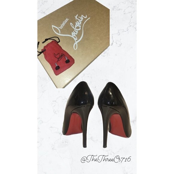 Christian Louboutin Fifille 100 Patent Black Red Bottom Shoes Size 39 - Picture 1 of 8